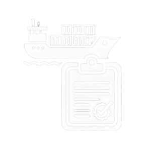 DALL E 2024 06 20 23.19.29 A solid white icon representing a ship agent or NVOCC. The icon features a stylized image of a cargo ship with containers and a document or clipboard removebg preview